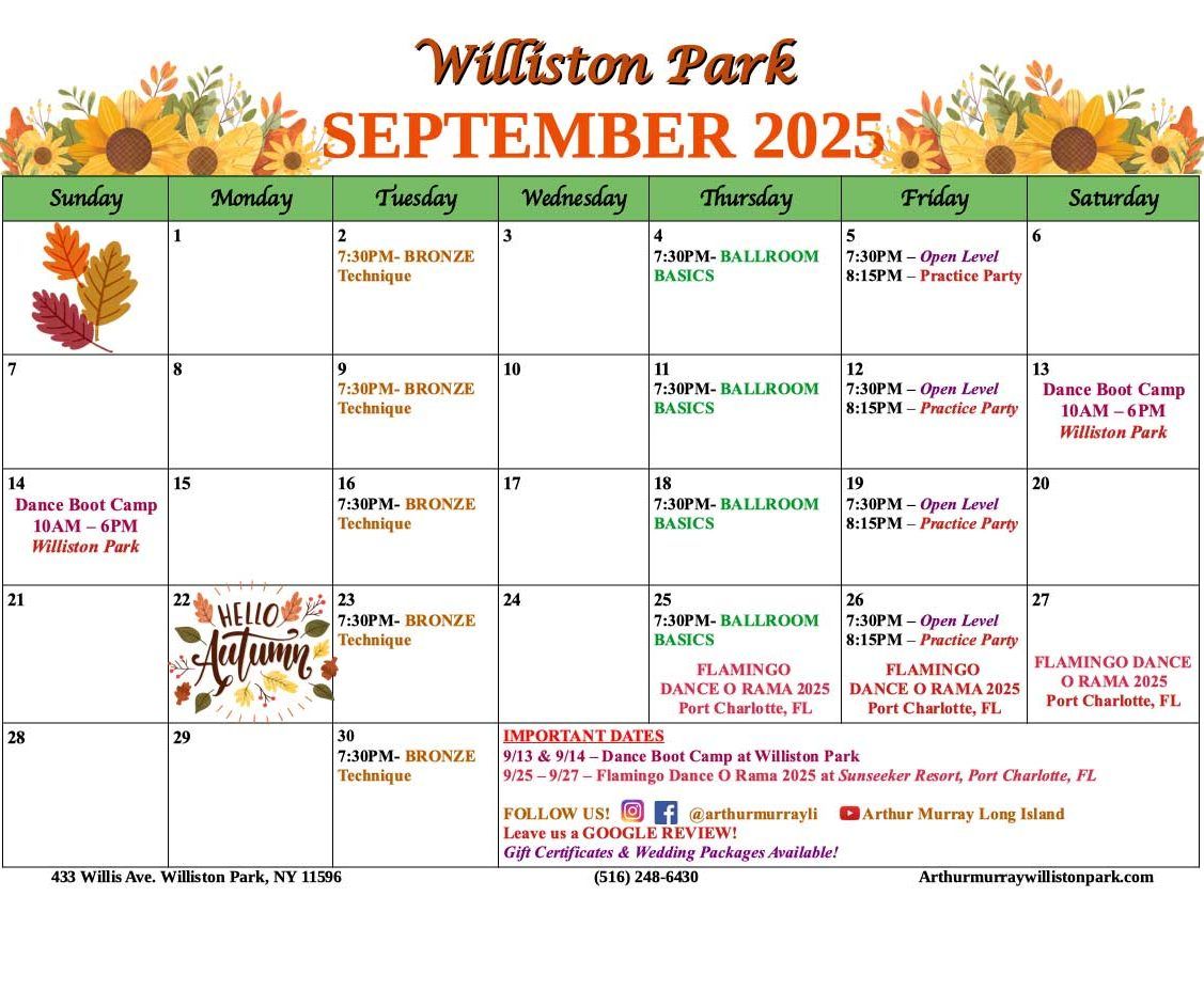 Williston Park September Calendar