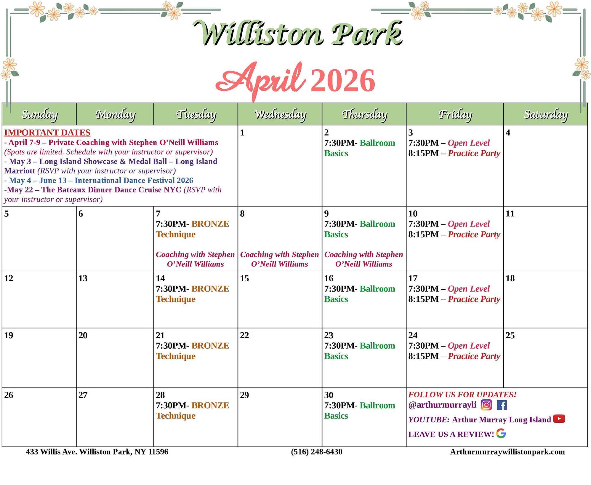 WILLISTON PARK APRIL 2026